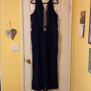 Tassel-Tie Wide-Leg Linen-Blend Jumpsuit